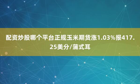 配资炒股哪个平台正规玉米期货涨1.03%报417.25美分/蒲式耳