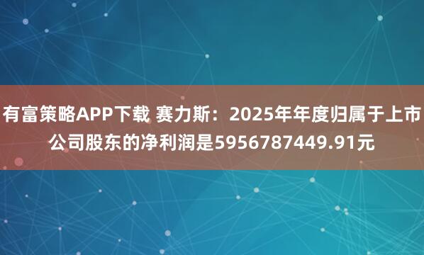 有富策略APP下载 赛力斯：2025年年度归属于上市公司股东的净利润是5956787449.91元