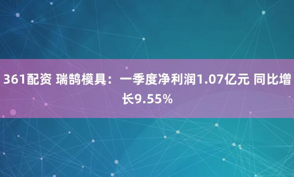 361配资 瑞鹄模具：一季度净利润1.07亿元 同比增长9.55%